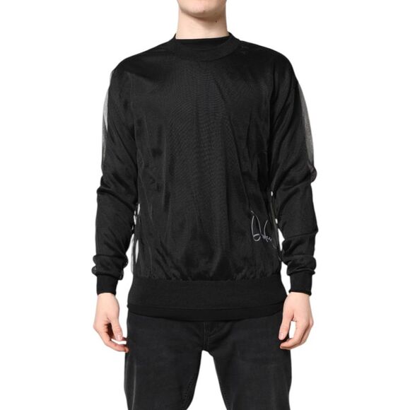 Dolce & Gabbana Black Logo Knitted Crewneck Pullover Men's Sweater (Pre-Owned)